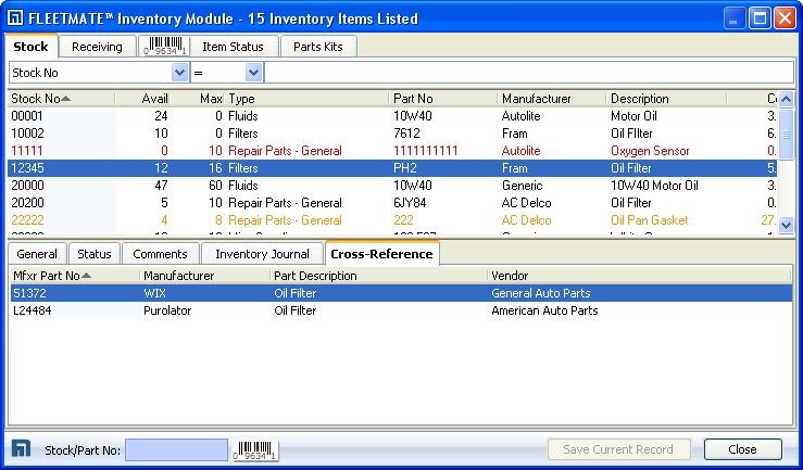 Inventory Cross-Reference Add a Cross-Reference Record First select the stock number that you want to add cross-reference records to.