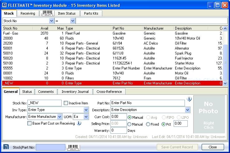Adding an Item to Inventory To add a new item to your inventory, click the Inventory toolbar button or use the Company Data Inventory menu option.