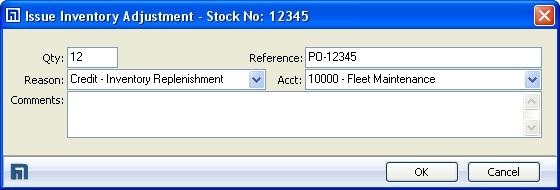 Adding an Item to Inventory Status Tab Inventory Adjustment The Status tab enables you to define stock control values. A new addition to inventory will have a Qty On Hand value of zero.