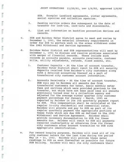 JOINT OPERATIONS 11/20/91, rev 1/6/92, approved 1/8/92 SUB. Example: Landlord agreements, winter agreements, social agencies and collection agencies. 3.