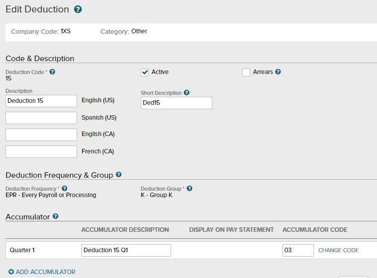 Deductions Validation Table Deduction data available on same basic page Deduction Code and Description clearly identified