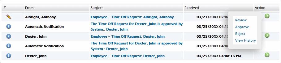 Approving an Employee s Time-Off Request To view employees requests for time off, begin at the Message Center.
