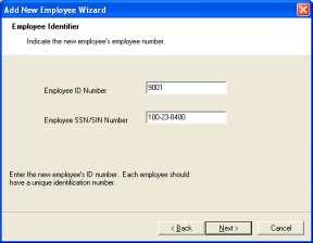 Adding Employees Field Employee ID Employee SSN/SIN Number Description Specifies the employee s unique ID number.