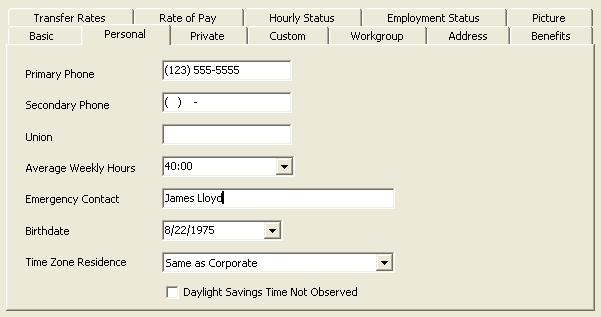 Maintaining Employees Personal Tab The fields in this tab include information used by human resources personnel. Complete fields as shown in the following table.