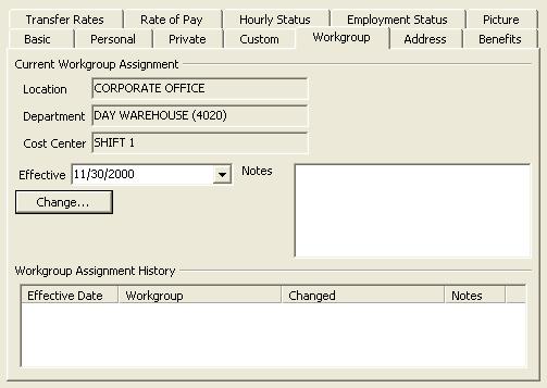 Maintaining Employees When you add an employee, the wizard directs you to assign the employee s home workgroup (Location, Department, and Cost Center or the customized