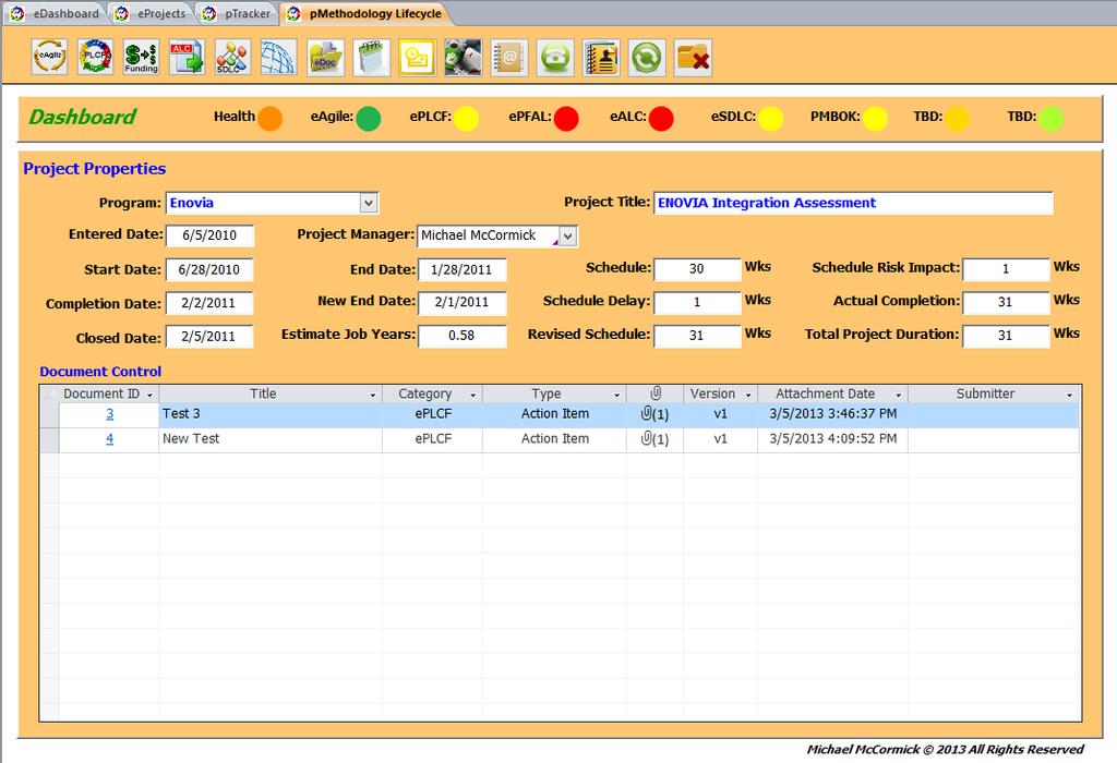 emethodology Lifecycle Screen Here you select the