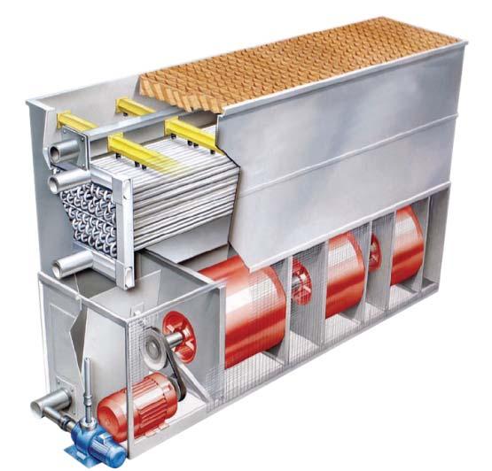 Types of cooling tower Counter flow forced draft Fan is situated at air intake (i.e. upstream of fill).