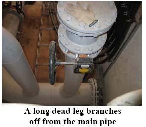 Consideration of using Cooling Towers Dead legs and stagnant water Dead leg : any pipe that branches off from the main