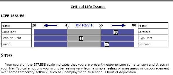 Critical Life Issues Coaching Report (page 7 of 12) Detailed Report (page 13 of 26) Stress If you have a score in the mid to high range please identify your stress as personal or school/career