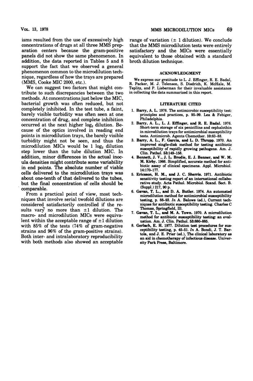 VOL. 13, 1978 isms resulted from the use of excessively high concentrations of drugs at all three MMS preparation centers because the gram-positive panels did not show the same phenomenon.