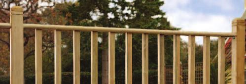 CLASSIC SOFTWOOD BALUSTRADING To complete your decking area, we have a range of balustrading options including classic softwood balustrade components and pre-drilled kits (shown below).