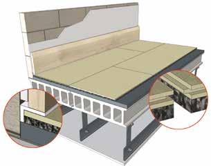 gypsum based board MDF based acoustic overlay board for concrete floors: 9mm t&g laminated to an acoustic resilient layer 18mm or 22mm P5 T&G Chipboard with a pre-bonded 10mm resilient foam layer