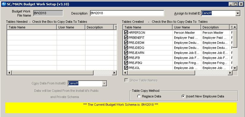 Inserting New Employee Records from Live Payroll into the BW Schema As new employees are added to Live Payroll you can pull them into your current Budget Works Schema by using the Insert New Data