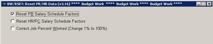 Mass Change Employee Jobs (BW/CCDE) Budget Work>Budget Work Maintenance>Mass Change Employee Jobs (BW/CCDE) Use this transaction to: Update employee records to equal their employee type settings