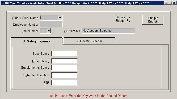 Making Changes within the Salary Work Files Salary Work Table Maintenance (BW/SWTM) Changes and additions in Salary Work Table Maint update the Salary Work Table directly.