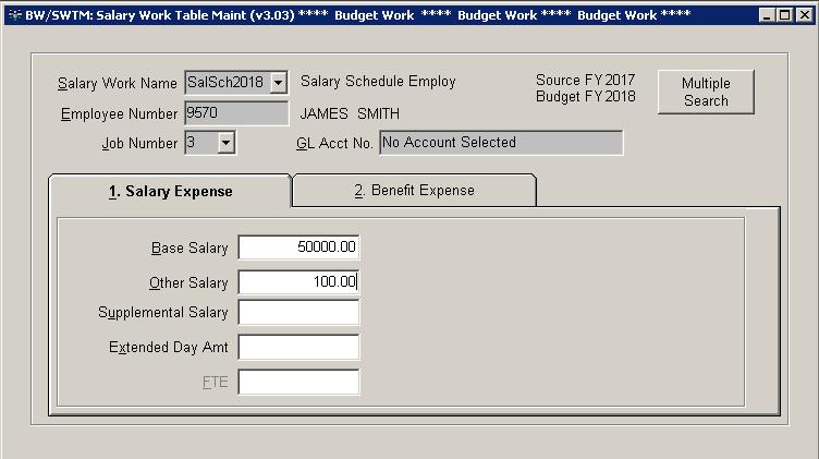 5. Click on the Change button. 6. Make any needed changes on the Salary Expense tab. You can change either the salary amount of the matching benefit amounts or GL number. 7.
