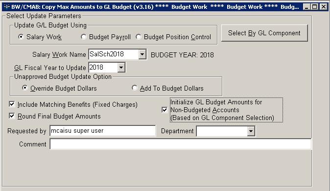 Update Budget Amounts from BW to Budgetary Accounting (BW/CMAB) Use this transaction to update the budget in Budgetary Accounting.