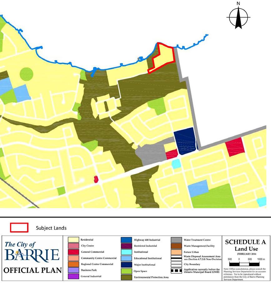 5.5 City of Barrie Official Plan The subject property is designated Residential in the City of Barrie Official Plan March 2014 official consolidated version (Refer to Figure 4).