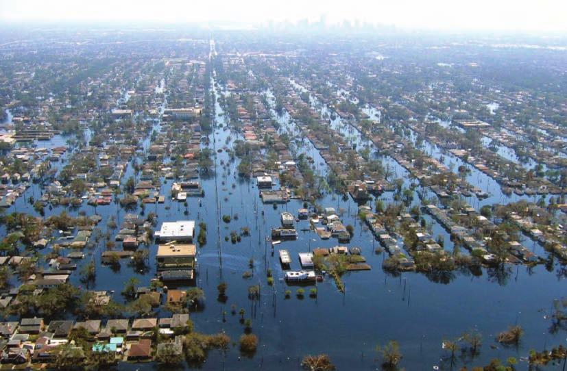 NOAA Figure 8-19 Much of the U. S. city of New Orleans, Louisiana, was flooded by the storm surge that accompanied Hurricane Katrina, which made landfall just east of the city on August 29, 2005.