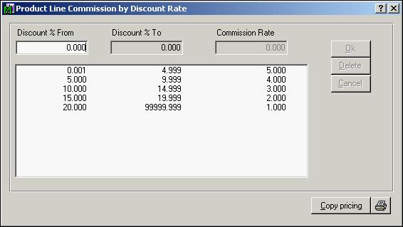 Product Line Commission by Discount Rate A Comm Table button has been added to Product Line Maintenance (Figure 6).