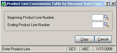 Click the Copy pricing button to copy one Product Line s commission table to a range of Product Lines (Figure 8).