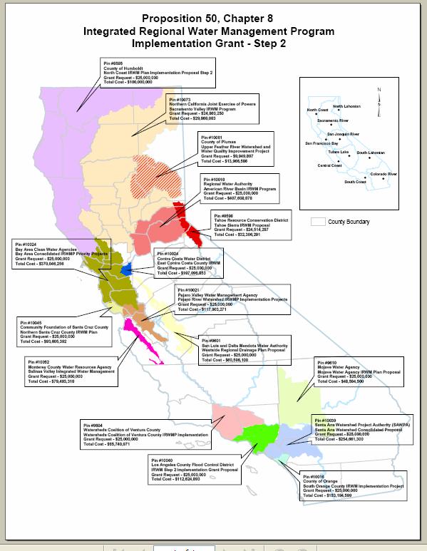 Future Water Supply Improvements Insert step 2 map Proposition 50 IRWM Grants $307