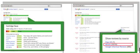 Google provides each merchant with an individual review profile which provides a summary of all reviews from various sources.