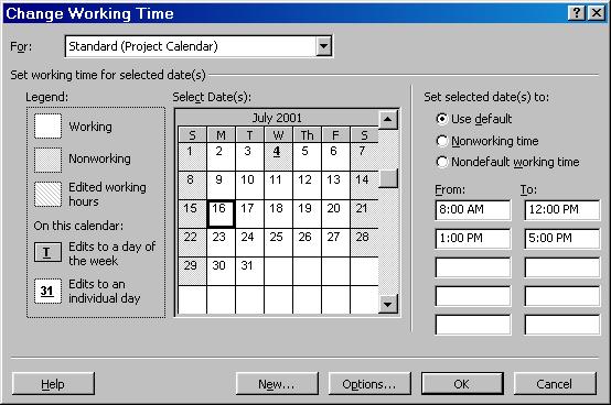 To reflect team offsites, or other time off, modify the plan s calendar. Click Tools, Change Working Time.