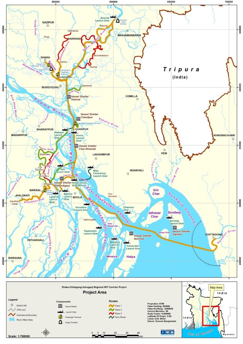 The Proposed Bangladesh Regional Waterway Transport Project Objective of project: to improve transport efficiency, reliability and safety for passengers and cargo on inland waterways along the