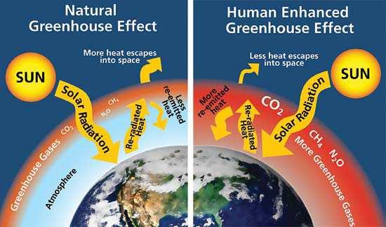 Reason of Climate Change: increasing amounts of greenhouse gases. http://www.