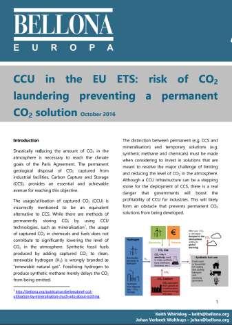 CCU IN THE EU ETS: RISK OF CO 2 LAUNDERING PREVENTING A PERMANENT CO 2 SOLUTION KEITH WHIRISKEY,