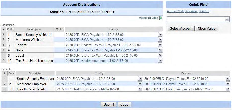 Account Distribution Now we will set up our Account Distributions for our Gross Pay Accounts.