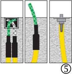 - The end hose section between the injection point and the injection hose must be embedded in concrete with a minimum cover of 5 cm. - The junction boxes must be located approx.