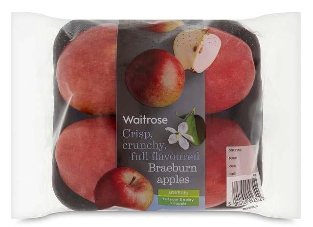 Example: To illustrate how the Efficient Frontier is determined for a single item-store combination, consider the fictitious example of a tray of 4 Braeburn apples sold in a store in Liverpool.