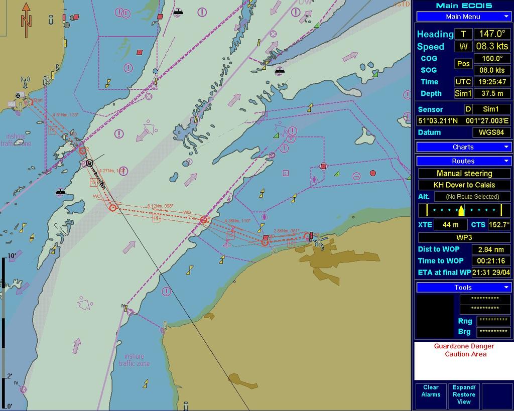 monitoring of vessel's position against its planned track.