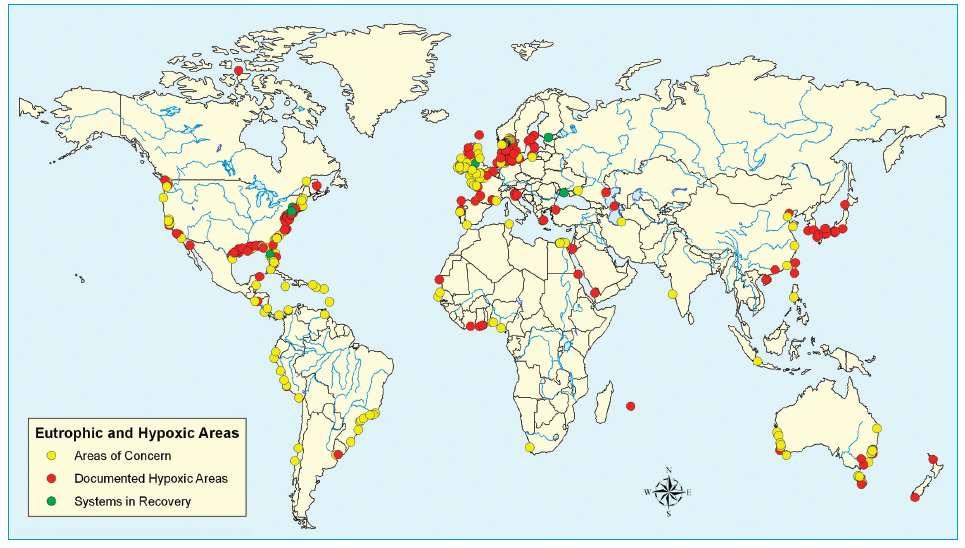 Dead Zones of the World Major known eutrophic
