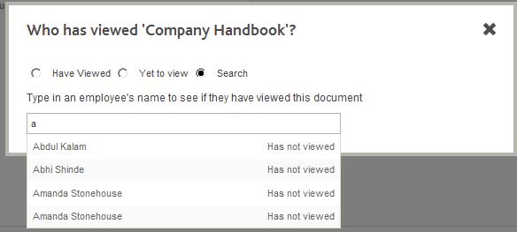 To search for a particular employee to check if he/she has viewed.