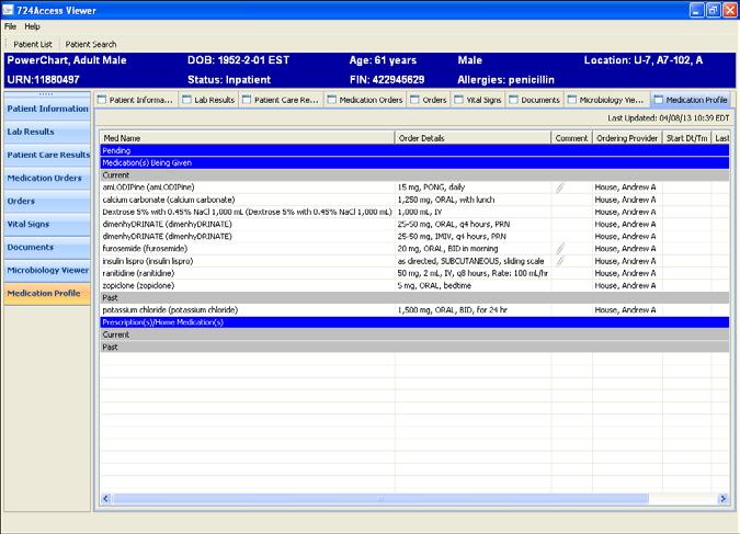 Medication Profile The Medication Profile tab is similar to the Medication List in PowerChart.