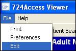 EXIT THE 724ACCESS DOWNTIME VIEWER Cerner 724Access Downtime Viewer 1. Users must exit the 724Access Downtime Viewer when they leave the computer. 2.