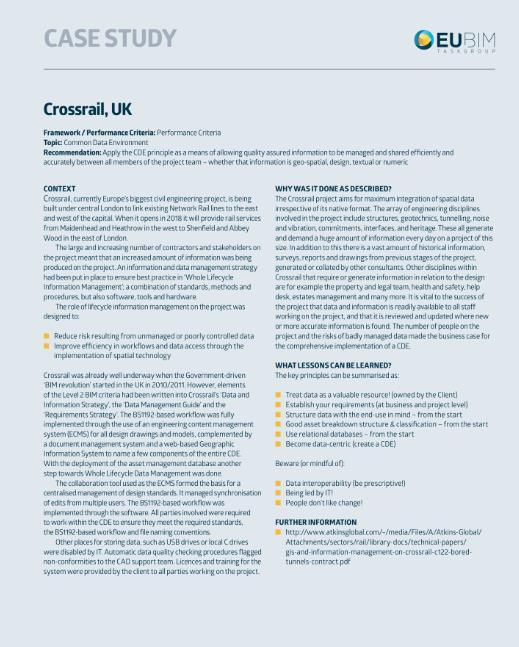 Lessons Learnt from Crossrail Recommendations Treat data as a valuable resource (owned by the Client) Establish your data requirements (at business and project level) Structure data consistently and