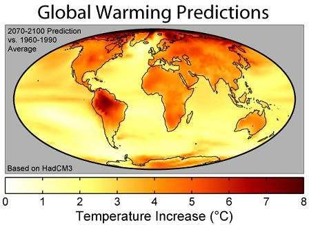 The earth heats up (the temperature rises)=> It happens when greenhouse gases (carbon dioxide, water vapor, nitrous oxide, and methane)