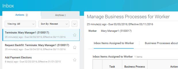 NOTE: This step gives the manager an opportunity to clear out: Business processes currently assigned to the colleague,