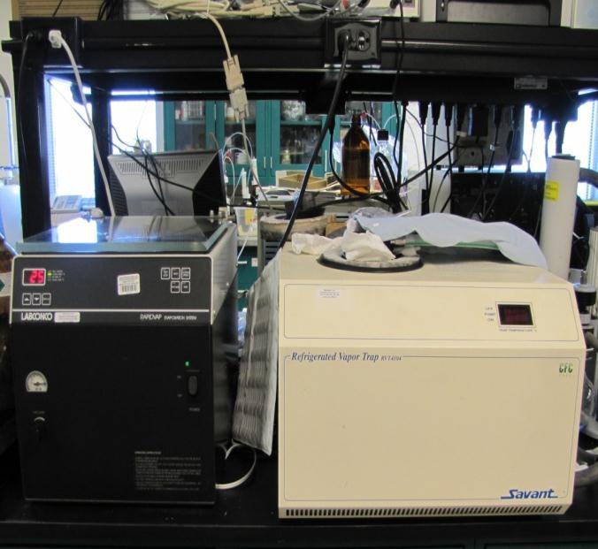 52 Figure 3.13: Roto-Evaporating system with chiller unit on the left (white color) and equally distributed samples on the right.