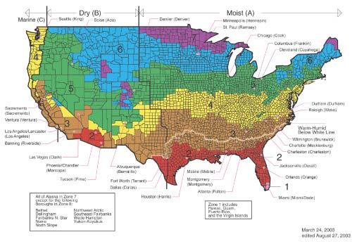 DOE Climate Zones will be used to