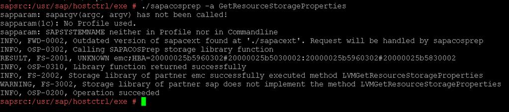 to Figure 10, which shows the SAP sapacosprep binary in the Dell EMC storage library. Figure 10. SAP Adaptive computing OS preparation diagnostic output 4.