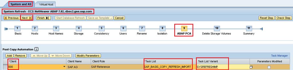 Chapter 6: Solution Verification Figure 62. SAP LaMa Refresh Database step ABAP PCA 13.