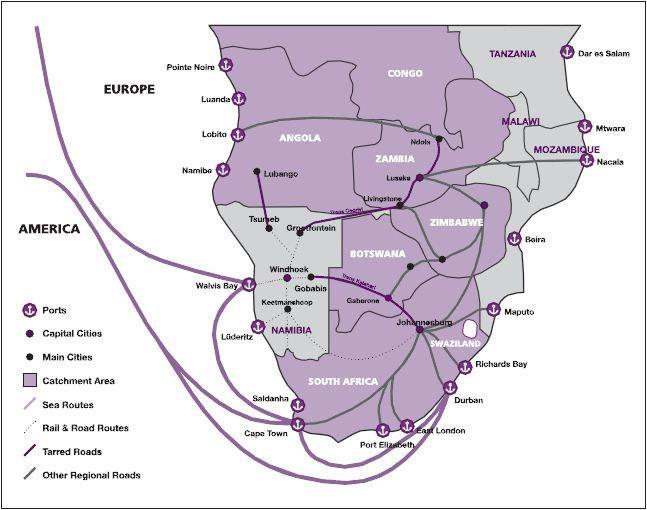 the Walvis Bay Corridor, which links the port of Walvis Bay to the central and southern SADC region) is by road.