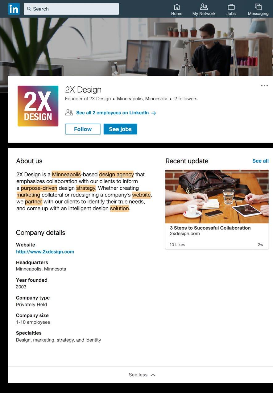Why a Company Page matters Impress clients with a company profile page it s free GET 6X MORE visits to your Company Page by adding a logo Logo and cover image: worth a thousand words Adding a company