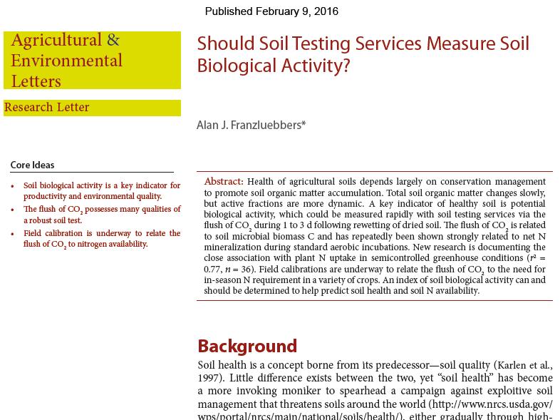 Soil biological activity is a key indicator for productivity
