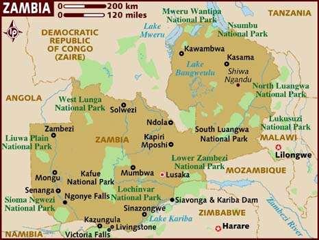 FACTS ABOUT ZAMBIA Map of Southern Africa and Zambia Zambia is located north of Zimbabwe and South Africa The 2000 census put